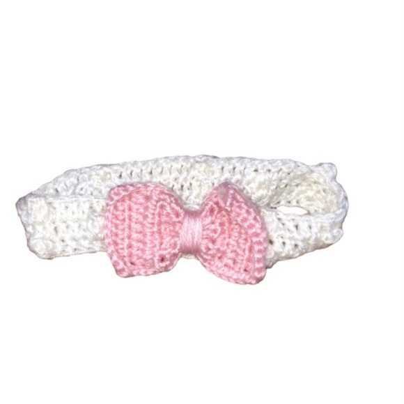 Adorable Little Girls Crochet Pink Bow Headband - Picture 1 of 3